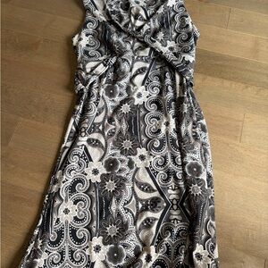 Prana Black and White Patterned Midi Dress